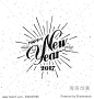 Happy New 2017 Year. Holiday Vector Illustration With Lettering Composition with burst