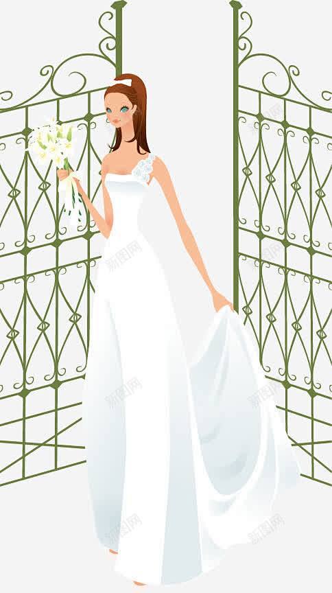 婚纱新娘和铁门 创意素材