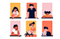 People on balconies concept Free Vector