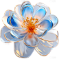 珠宝系列3D立体金色蓝色水晶花朵元素