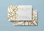 Gold business card template, modern business card design custom gold foil, instant download business card printable geometric pattern golden: 