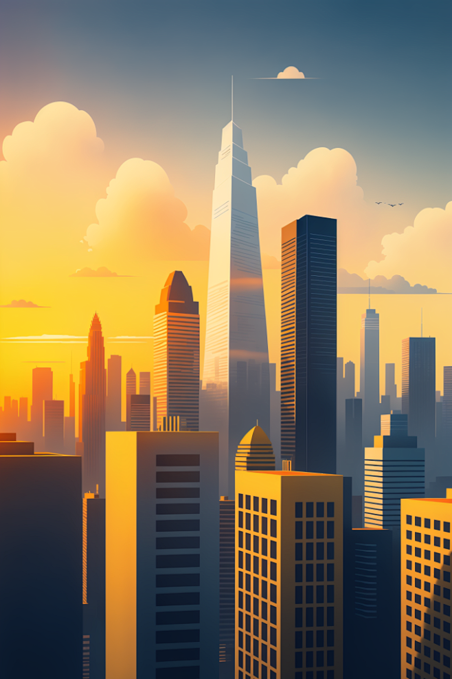户外市区城市剪影扁平插画图片