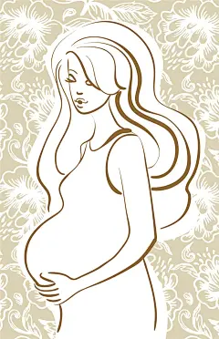 矢量素雅线描孕妇图