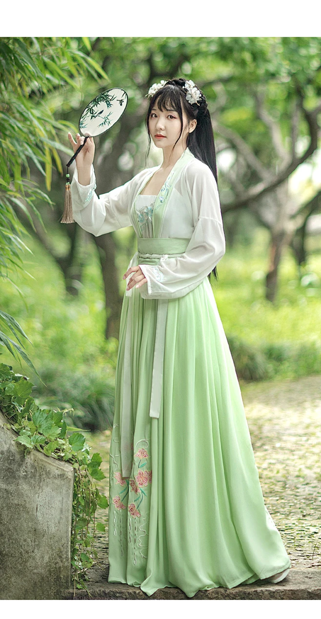 蝉佩原创古装汉服女中国风齐腰襦裙超仙飘逸对襟日常古风春秋套装-tmall.com天猫-花瓣网