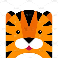 可爱简单的老虎肖像孤立