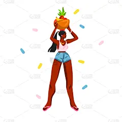 水果,绘画插图,女性,头,矢量,篮子,幸福,美,黑色,肉汁