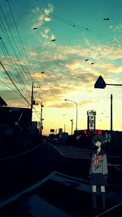 [【Quesolola=v=】插画之希望] 天边的云朵和街头寂寞的色彩，忙忙碌碌的人们不知将欲何往，和我擦身而过。