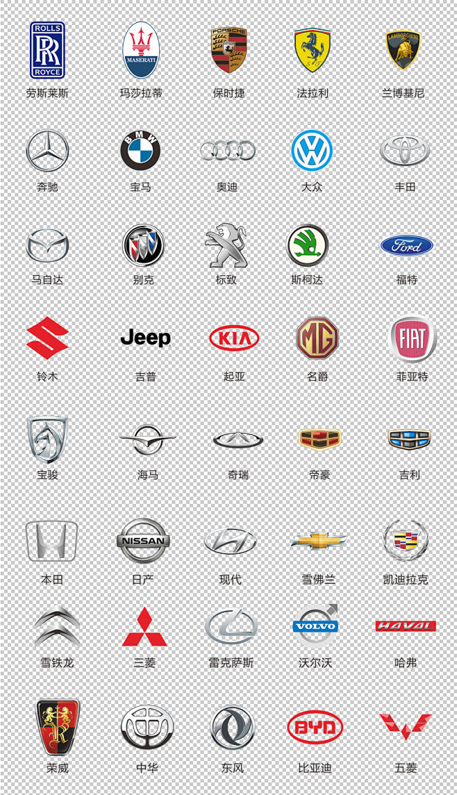 品牌汽车LOGO标志图标png素材