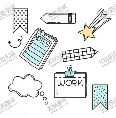 手绘素描风格学生用品矢量元素 【酷图网】手绘素描风格,计划表,计划表元素,记事本,便利贴,学生用品,可爱图案,卡通插画,卡通贴纸,水彩元素,水彩插画,插画元素,手绘插画,插画设计,矢量元素,元素设计