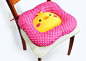 黄色小鸡款方形粉色座垫