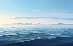 山海边游泳的人物树木素材