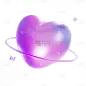 感恩节感恩有你3D立体C4D充气镭射紫色爱心元素