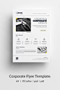 Minimal, Clean, Simply, Black and White Corporate Flyer Corporate Identity Template #Corporateidentity #Simply #Black #Minimal