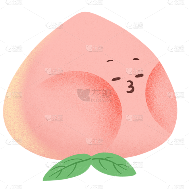 手绘-拟人水果表情美食贴纸-桃子