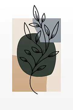 图源免费EPS |抽象植物墙艺术装饰。波西米亚花墙装饰可打印海报。花墙艺术家居装饰海报