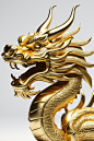 龙翔飞舞神异金属黄金龙模型图片