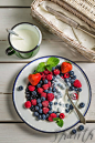 Berry fruits with cream