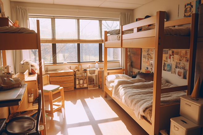 现代宿舍校园学校大学宿舍场景摄影图