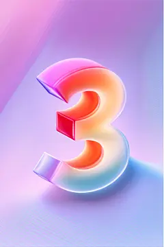 3D渐变玻璃质感倒计时数字3元素