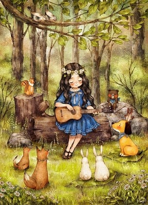 韩国插画森林女孩日记图片 10张