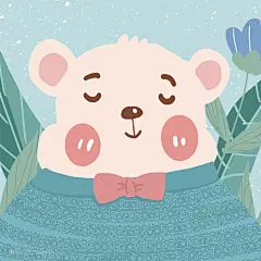 手绘萌宠小熊唯美风景插画设计
