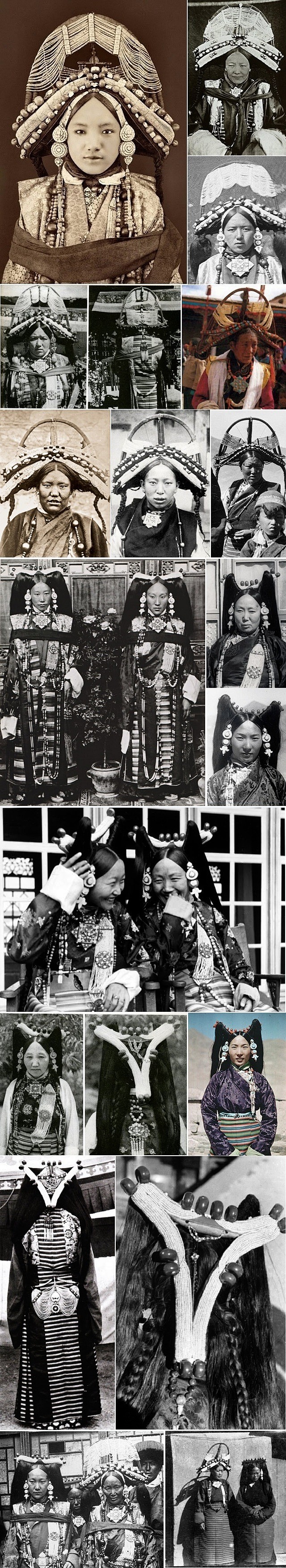 【两种有趣的藏族妇女发型】图中的照片大部...