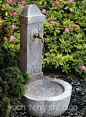 石雕洗手盆风水景观 家居园林别墅花园水龙头拖把池流水喷泉摆件-淘宝网