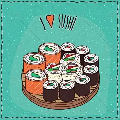 18号手绘插画甜品蛋糕华夫饼派寿司咖啡烹饪面包烘焙矢量设计素材-淘宝网