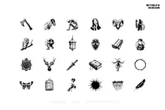 240款暗黑邪恶恐怖潮流复古像素马赛克低保真插图插画ai设计素材下载_颜格视觉