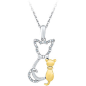 1/20 ct. tw. Diamond Cats Pendant in Sterling Silver and 10K Yellow Gold