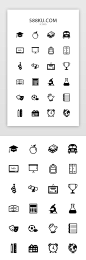 黑色线性教育类APP常用图标