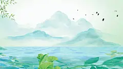 春分清明节背景清新春季春天燕子树叶水墨GIF动态图春天背景