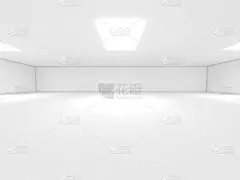 白色房间聚光灯和空空间3D渲染