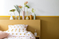 exemple de peinture chambre adulte 2 couleurs, quelles couleurs associer dans une chambre tendance jaune et blanc