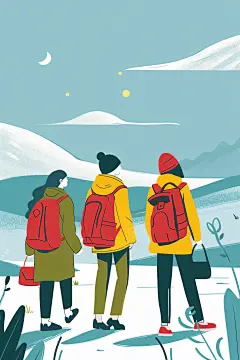 扁平风旅游高清清新插画