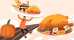 卡通手绘感恩节创意卡通插画下载
