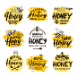 Logo set for honey products Premium Vector