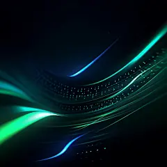 abstract futuristic background with green blue glowing neon moving high speed wave lines extra sharp lines, super fine lines, neon light and bokeh lights. Data transfer concept Fantastic wallpaper