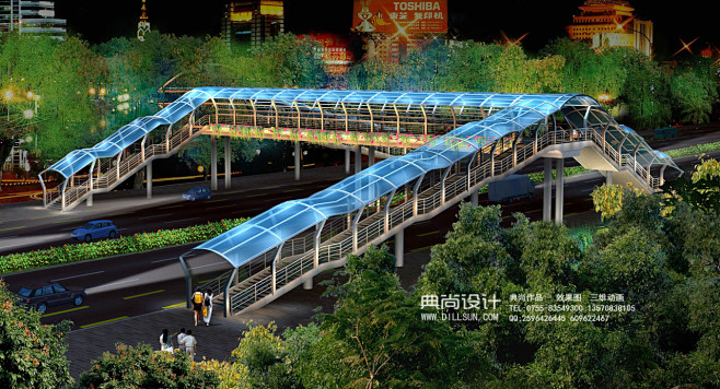 天桥设计2华厦路天桥夜景_06-09_人行天桥效果图