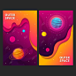 手绘卡通星球太空海报插画矢量图素材