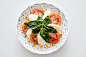 Vegetable Salad on White and Blue Round Floral Plate