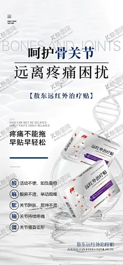 骨病产品海报 【酷图网】海报,产品,止痛贴,骨病,关节,成分,功效,痛风,风湿,宣传,