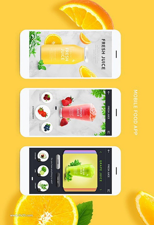 手机APP新鲜食物食材水果美食UI界面网...