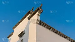 庭院,二等兵,天空,墙,在上面,中国,马,建筑,蓝色,瓷砖