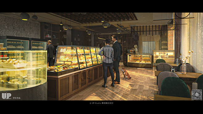 影视概念设计-气氛图-现代内景-蛋糕店-...