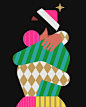 graphic Christmas couple colorful wallpaper