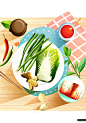 泡菜原料 腌制食材 美食手绘 水彩插画设计PSD_平面设计_绘画插图