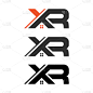 initial xr logo design template with home sign