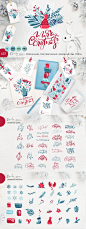 圣诞节主题元素水彩手绘设计素材 Christmas floral holiday elements【AI,EPS,PNG,SVG】