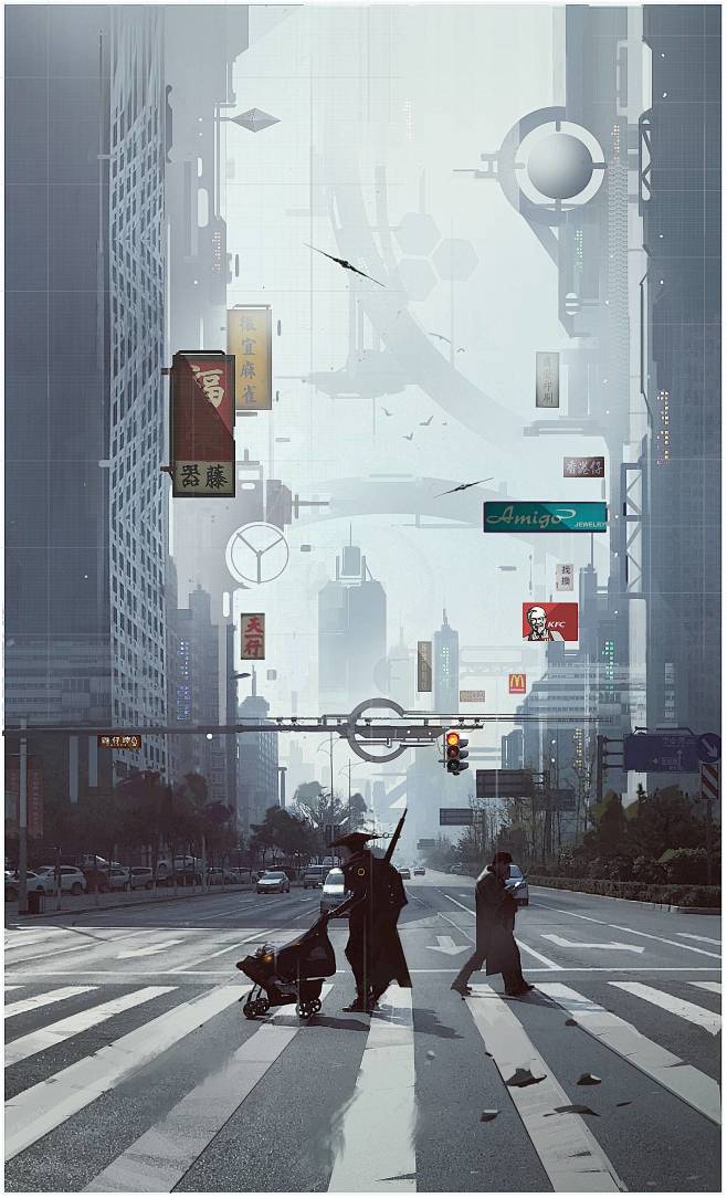 赛博朋克气氛图赛博朋克场景原画赛博朋克场...
